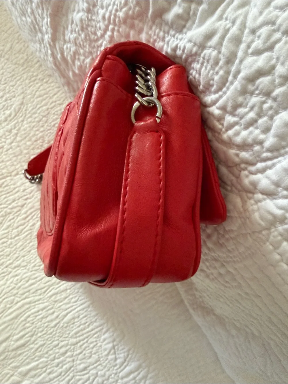 Chanel Quilted Red Chain-Handle Shoulder Bag